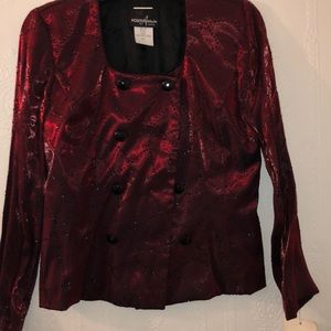 Red metallic beaded blazer